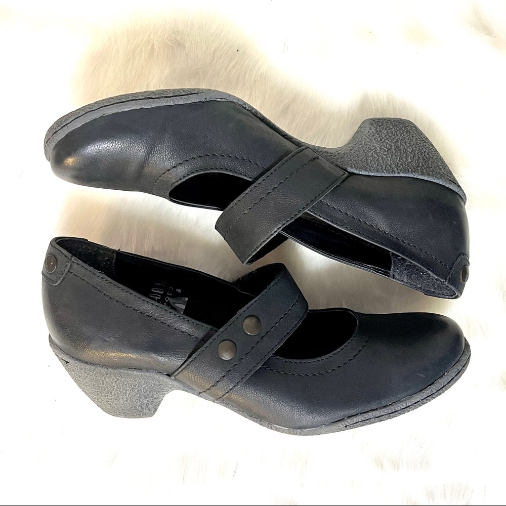 Dk Charcoal Mary Jane Wedge Shoes Sz 9 (B20)